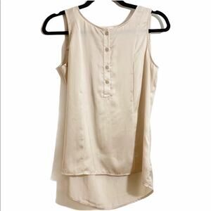 New York and Company Beige Sleeveless Dress Blouse